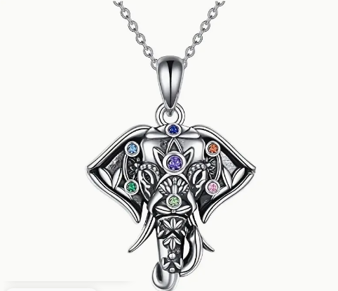 7 Chakra Elephant Pendant Necklace