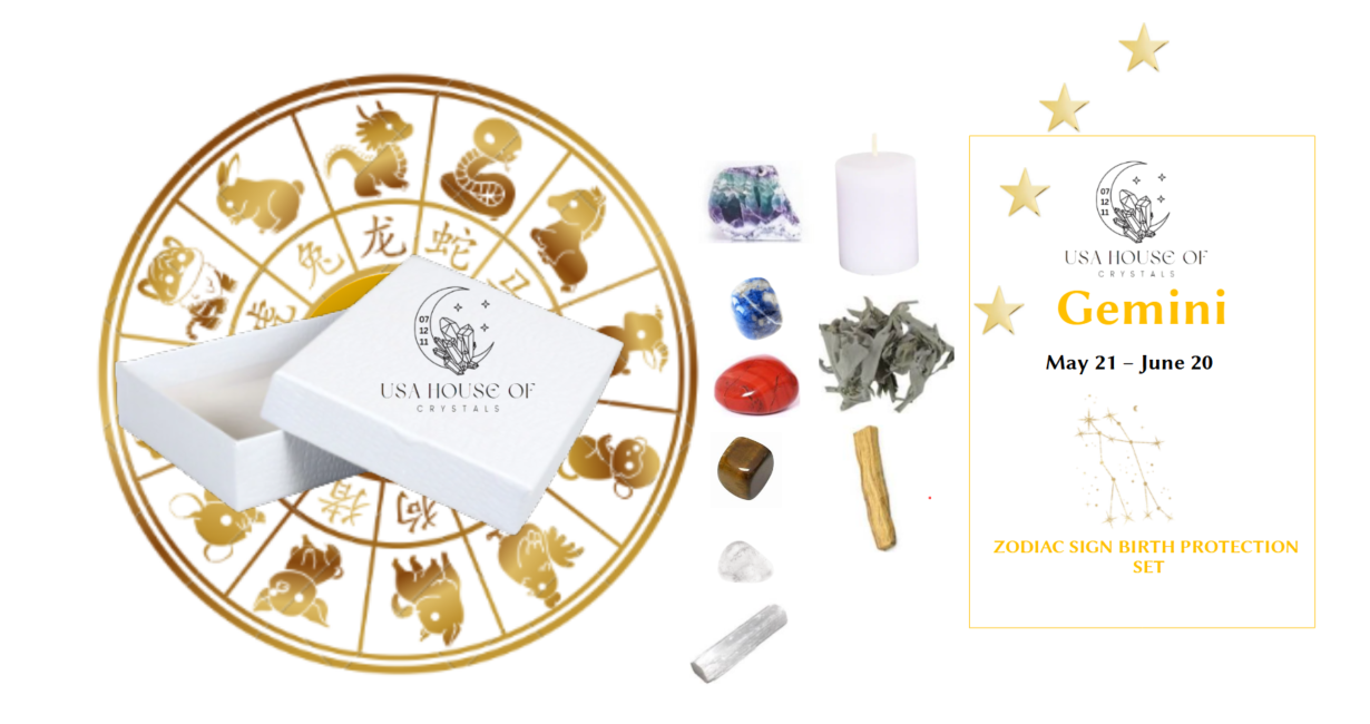 Gemini Birthstones -Gemini Protection Stones, Crystals Set, Gemini Crystal Kit, Crystals For Gemini , Crystals Of Gemini , Birthstones, Stone, Crystal